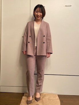 「NANO universe（ナノユニバース）のアイテム（ノーカラージャケット）」を使った、wearharu31さん（レディース・159cm）の春コーディネート