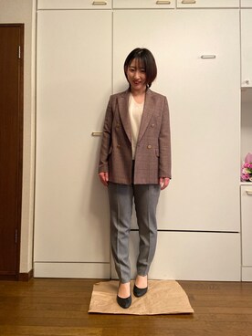 「allureville（アルアバイル）のアイテム（テーラードジャケット、ブラウン系）」を使った、wearharu31さん（レディース・159cm）の春コーディネート