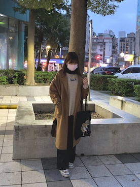 「SENSE OF PLACE by URBAN RESEARCH（センスオブプレイスバイアーバンリサーチ）のアイテム（ノーカラーコート）」を使った、kaoru030さん（レディース・162cm）の冬コーディネート