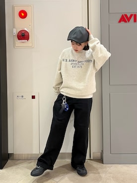 「AVIREX（アヴィレックス）のアイテム（ハンチング/ベレー帽）」を使った、サキカさん（レディース・148cm）の春コーディネート