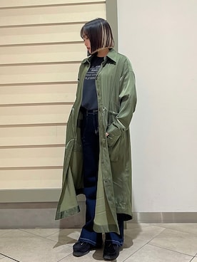 「AVIREX（アヴィレックス）のアイテム（シャツワンピース）」を使った、サキカさん（レディース・148cm）の春コーディネート