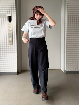 「PILIT（ピリット）のカラフルコンパクトTee（Tシャツ/カットソー、ブルー系）」を使った、りんさん（レディース・161cm）の夏コーディネート