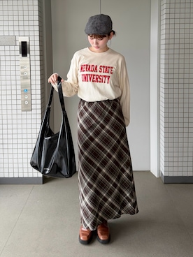 「CA4LA（カシラ）のアイテム（帽子）」を使った、りんさん（レディース・161cm）の秋コーディネート