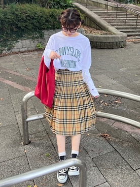 「アイテム（スカート、ベージュ系）」を使った、りんさん（レディース・161cm）の夏コーディネート