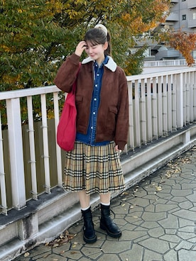 「アイテム（ムートンコート）」を使った、りんさん（レディース・161cm）の秋コーディネート