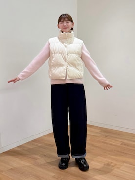 「UNIQLO（ユニクロ）のアイテム（トップス、ピンク系）」を使った、りんさん（レディース・161cm）の秋コーディネート