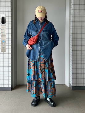 「花柄スカート」｜りんさん（レディース・161cm）の秋コーディネート
