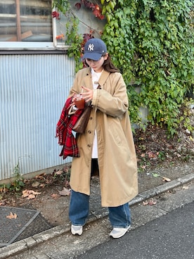 「アイテム（キャップ）」を使った、りんさん（レディース・161cm）の秋コーディネート