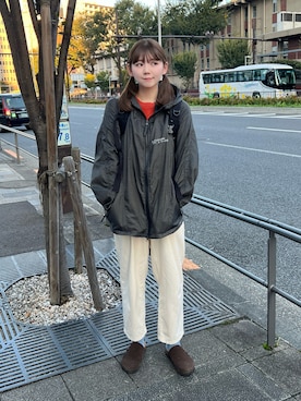 「アイテム（ナイロンジャケット）」を使った、りんさん（レディース・161cm）の秋コーディネート