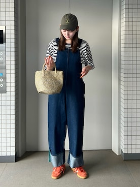 「アイテム（シューズ、オレンジ系）」を使った、りんさん（レディース・161cm）の夏コーディネート