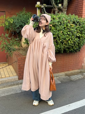 「ワントーンコーデ」｜「アイテム（ワンピース/ドレス）」を使った、りんさん（レディース・161cm）の冬コーディネート