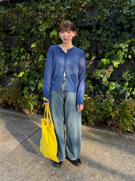 「UNIQLO（ユニクロ）のアイテム（トップス、ブルー系）」を使った、りんさん（レディース・161cm）の春コーディネート