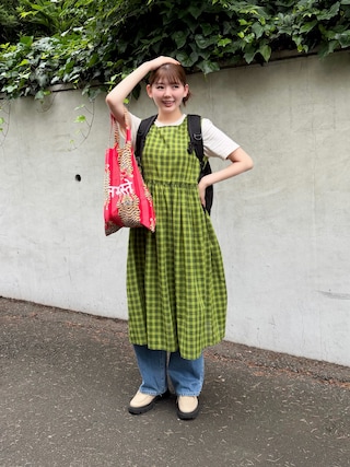「あしながおじさん(アシナガオジサン)の軽量|厚底チロリアンシューズ 6701543(モカシン/デッキシューズ)」を使った、りんさん(レディース・161cm)の夏コーディネート