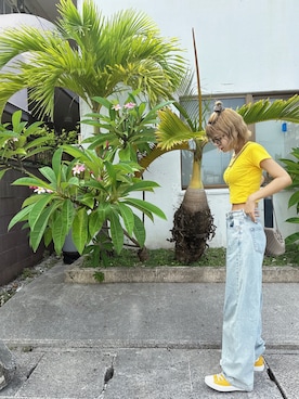 「アイテム（シュシュ）」を使った、Miyuさん（レディース・162cm）の夏コーディネート