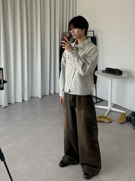 「アイテム（デニムジャケット）」を使った、まつやまこうたさん（メンズ・172cm）の秋コーディネート