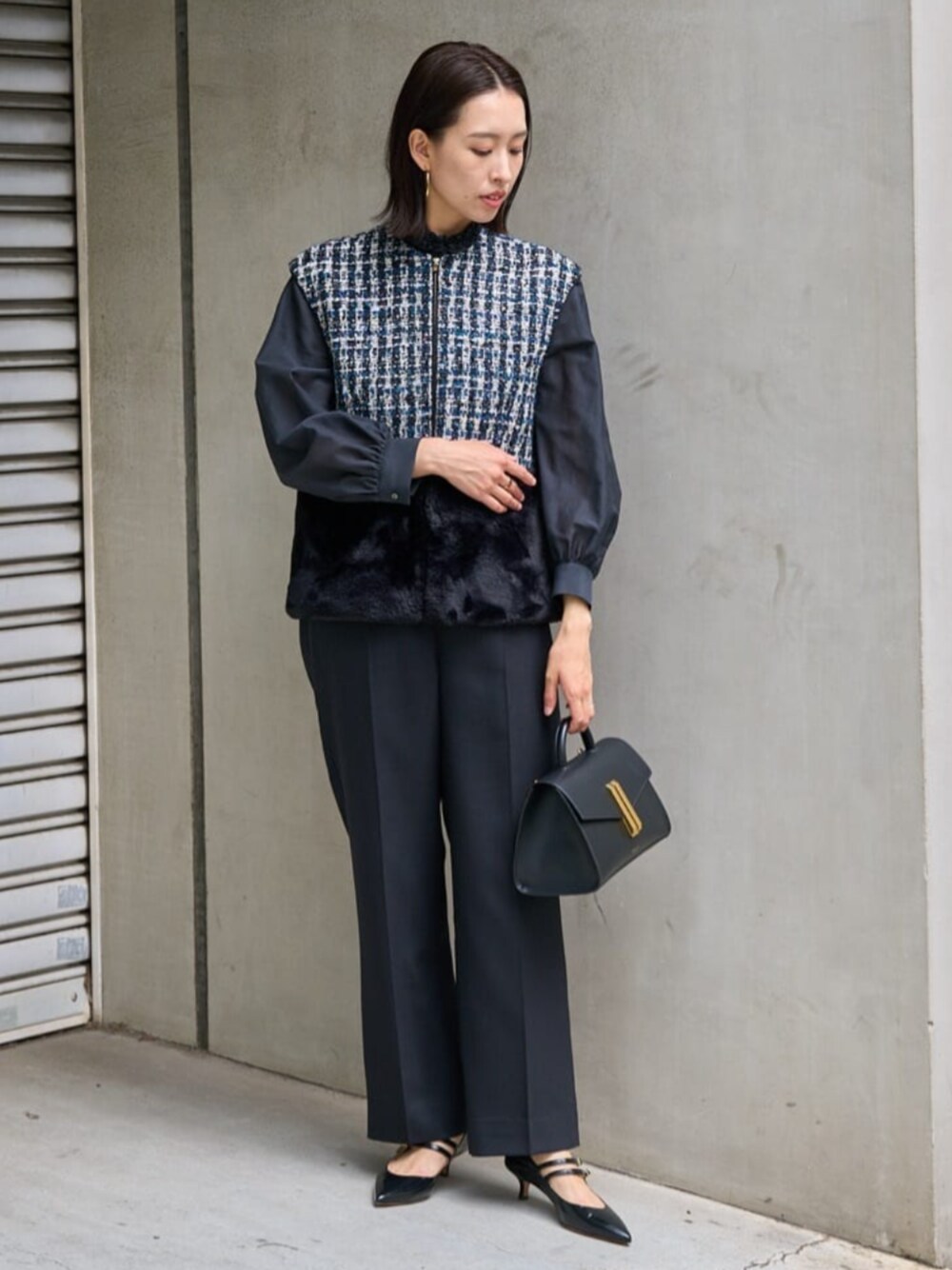 TOMORROWLAND collection トゥモローランド ツイードジレ ブルー