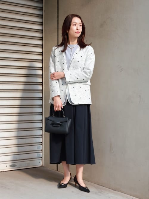 ラッピングツイード Vカラージャケット（ノーカラージャケット