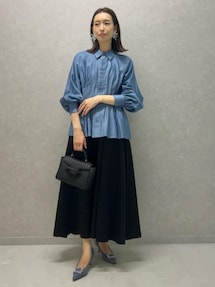 caban（キャバン）の「コットンサテンモールスキン タックブラウス