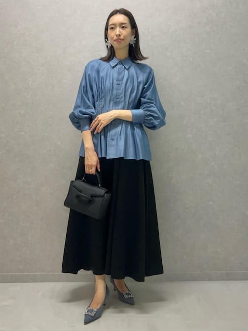 【逸品】 CABaN タックブラウス（シャツ コットンサテンモールスキン トップス