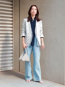 「アイテム（ノーカラージャケット）」を使った、Ishii_TOMORROWLANDさん（レディース・163cm）の冬コーディネート