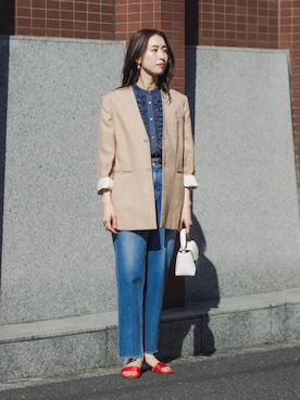 「RED CARD TOKYO（レッドカード）のアイテム（パンツ）」を使った、Ishii_TOMORROWLANDさん（レディース・163cm）の春コーディネート