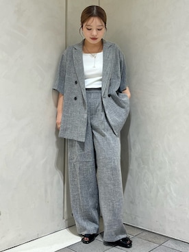 「アイテム（セットアップ、ブラック系）」を使った、SAYAさん（レディース・154cm）の夏コーディネート