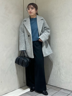 「秋冬コーデ」｜「アイテム（ピーコート）」を使った、SAYAさん（レディース・154cm）の冬コーディネート