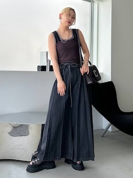 「HARE（ハレ）のメッシュレースアップブーサン(HARE)（サンダル）」を使った、hare_usamiさん（レディース・158cm・30代）の夏コーディネート