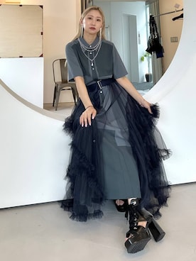 「HARE（ハレ）のチェーンフリンジイヤリング(HARE)（イヤリング）」を使った、hare_usamiさん（レディース・158cm・30代）の夏コーディネート
