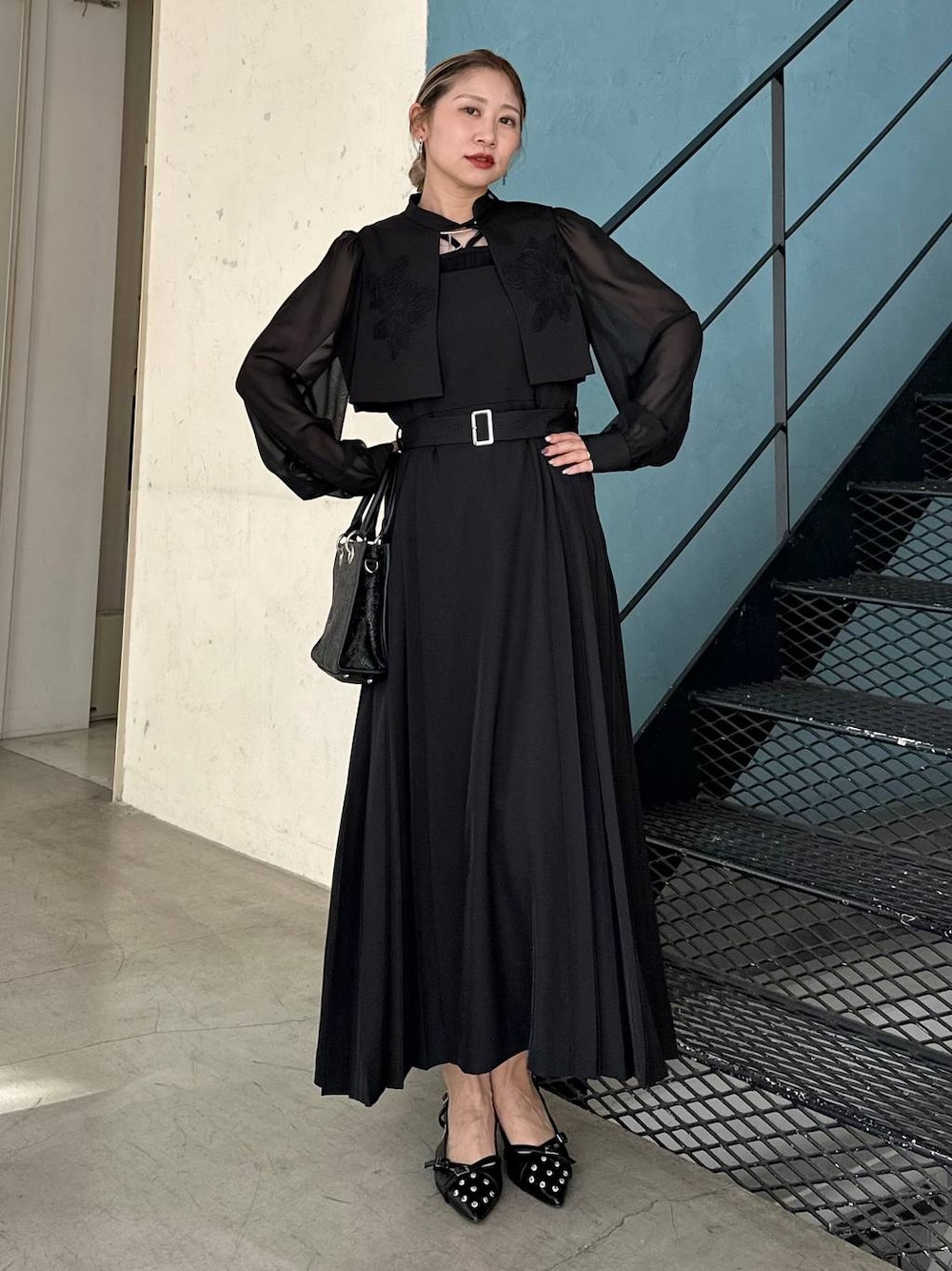「HARE、秋冬新作、キャミワンピース、ワンピース、きれいめ、着痩せ・細見え、モード、結婚式2次会、休日コーデ、デート/ロマンティック、秋コーデ、女子会、個性派、モテ」｜「HAREのストリングデザインタンクトップ(HARE)（タンクトップ、ブラック系）」を使った、hare_usamiさん（レディース・158cm）の夏コーディネートの1枚目の写真