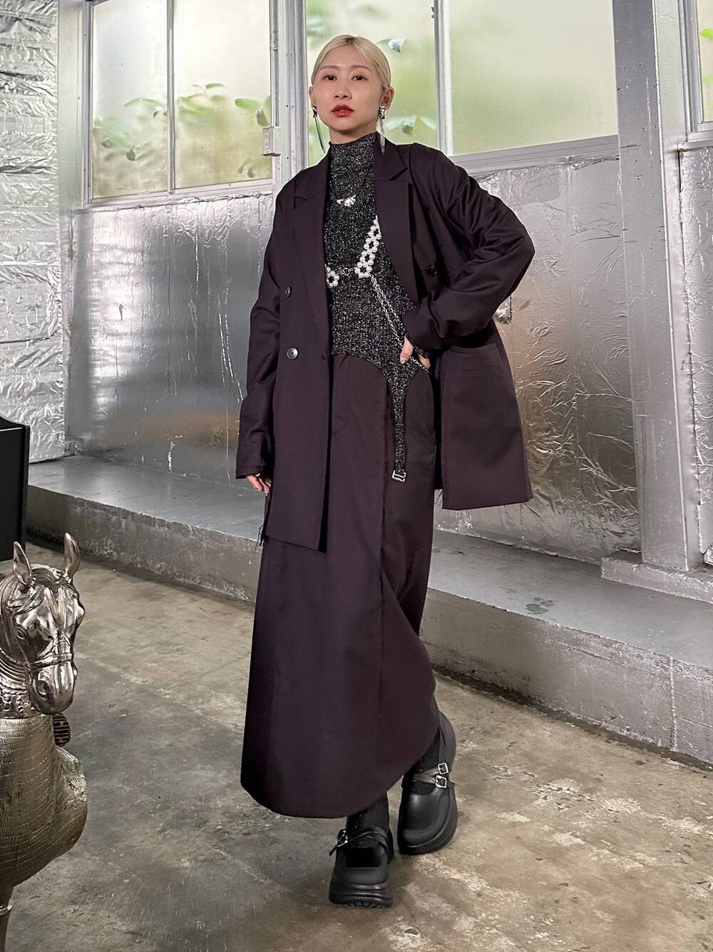 美品】HARE TRカットオフミドルジャケット ブラック ブルゾン