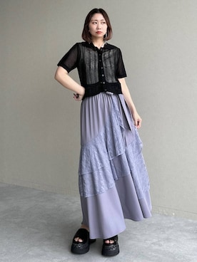 「HARE（ハレ）のストリングリブタンクトップ(HARE)（タンクトップ、ホワイト系）」を使った、hare_usamiさん（レディース・158cm）の春コーディネート