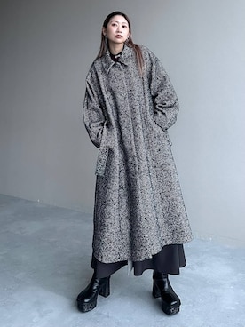 「アイテム（ステンカラーコート）」を使った、hare_usamiさん（レディース・158cm）の秋コーディネート