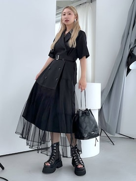 「HARE（ハレ）のメッシュレースアップブーサン(HARE)（サンダル）」を使った、hare_usamiさん（レディース・158cm・30代）の夏コーディネート