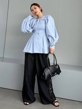 「HARE（ハレ）のチェーンツキハンドバッグ(HARE)（ハンドバッグ、ブラック系）」を使った、hare_usamiさん（レディース・158cm）の春コーディネート