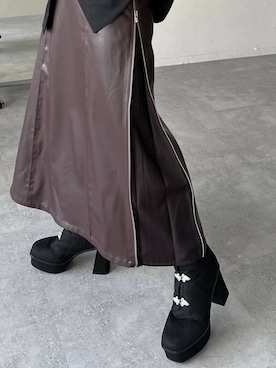 「HARE（ハレ）のメタルチャイナパーツブーツ(HARE)（ブーツ）」を使った、hare_usamiさん（レディース・158cm）の秋コーディネート