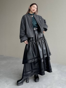 「アイテム（MA-1）」を使った、hare_usamiさん（レディース・158cm）の秋コーディネート