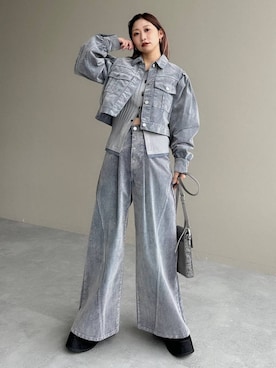 「アイテム（デニムジャケット）」を使った、hare_usamiさん（レディース・158cm・30代）の秋コーディネート