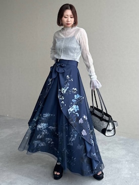「HARE（ハレ）のTSUBOMIレイヤースカート(HARE)（スカート、ブルー系）」を使った、hare_usamiさん（レディース・158cm）の春コーディネート