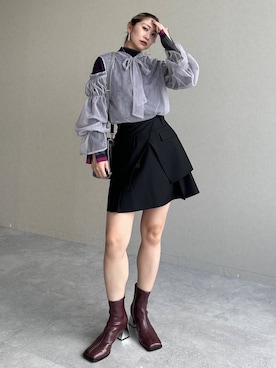 「HARE（ハレ）のFlowerエンボスミニトートバッグ(HARE)（ショルダーバッグ）」を使った、hare_usamiさん（レディース・158cm・30代）の秋コーディネート
