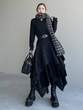 「アイテム（ストール/ショール）」を使った、hare_usamiさん（レディース・158cm・30代）の秋コーディネート