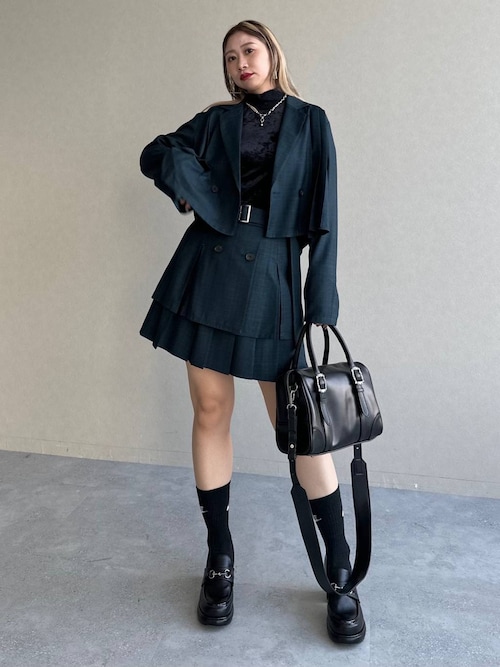 セール】2Pメランジショートジャケット＊スカパン(HARE)（セットアップ