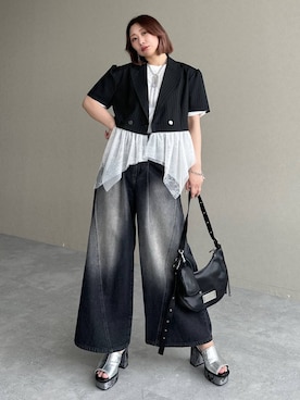 「HARE（ハレ）のリボンモチーフマグネットネックレス(HARE)（ネックレス、シルバー系）」を使った、hare_usamiさん（レディース・158cm）の春コーディネート