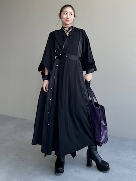 「アイテム（トートバッグ、パープル系）」を使った、hare_usamiさん（レディース・158cm）の秋コーディネート