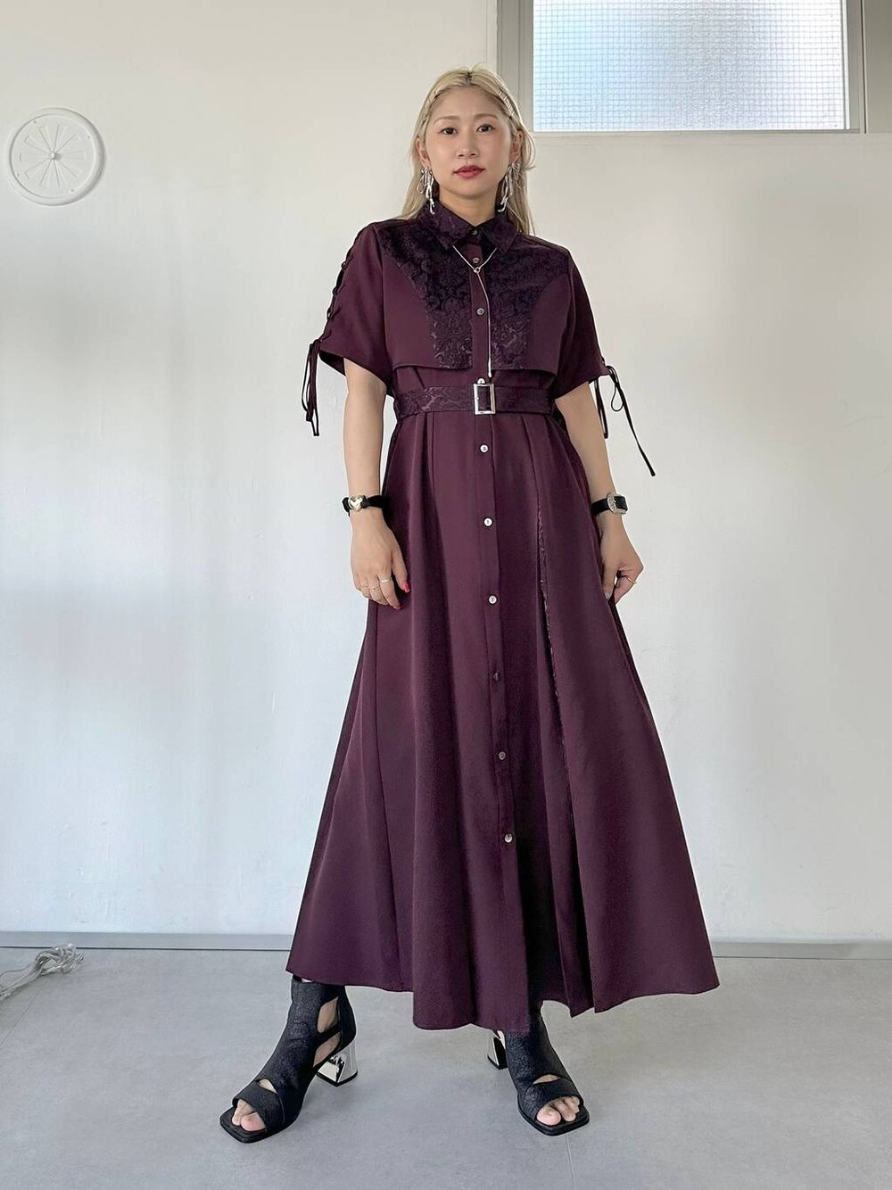 ジャガードレースアップワンピース(HARE)を使った人気ファッション
