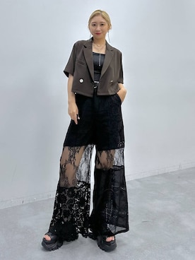「HARE（ハレ）のラメメッシュスニーカーサンダル(HARE)（サンダル）」を使った、hare_usamiさん（レディース・158cm・30代）の夏コーディネート
