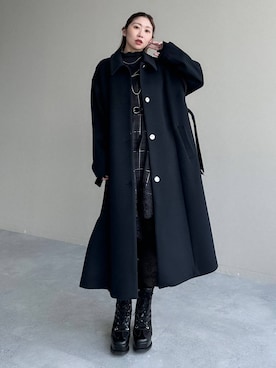 「アイテム（ステンカラーコート）」を使った、hare_usamiさん（レディース・158cm・30代）の秋コーディネート