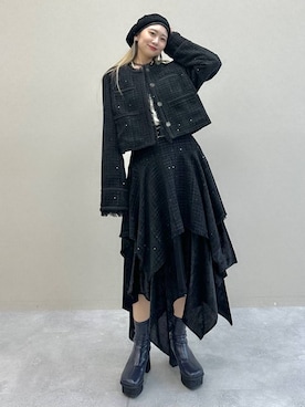 「アイテム（ノーカラージャケット）」を使った、hare_usamiさん（レディース・158cm・30代）の秋コーディネート