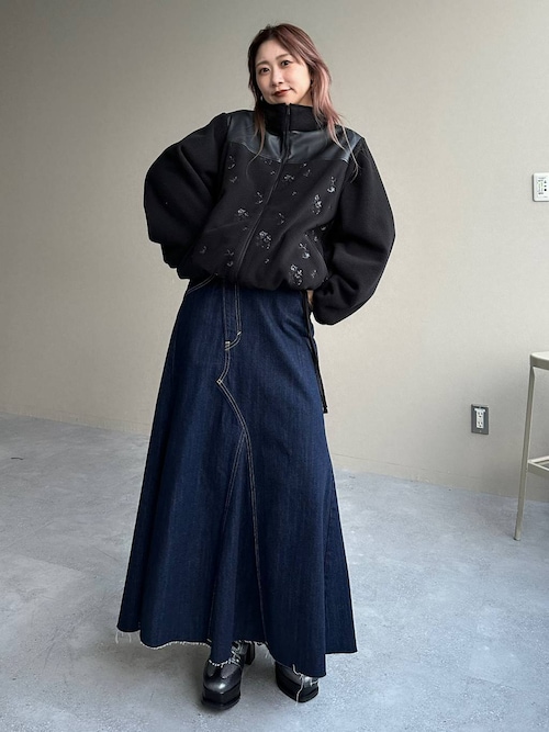 フェイクレザーキリカエシシュウフリースジャケット(HARE