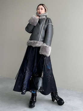 「アイテム（ムートンコート）」を使った、hare_usamiさん（レディース・158cm）の秋コーディネート
